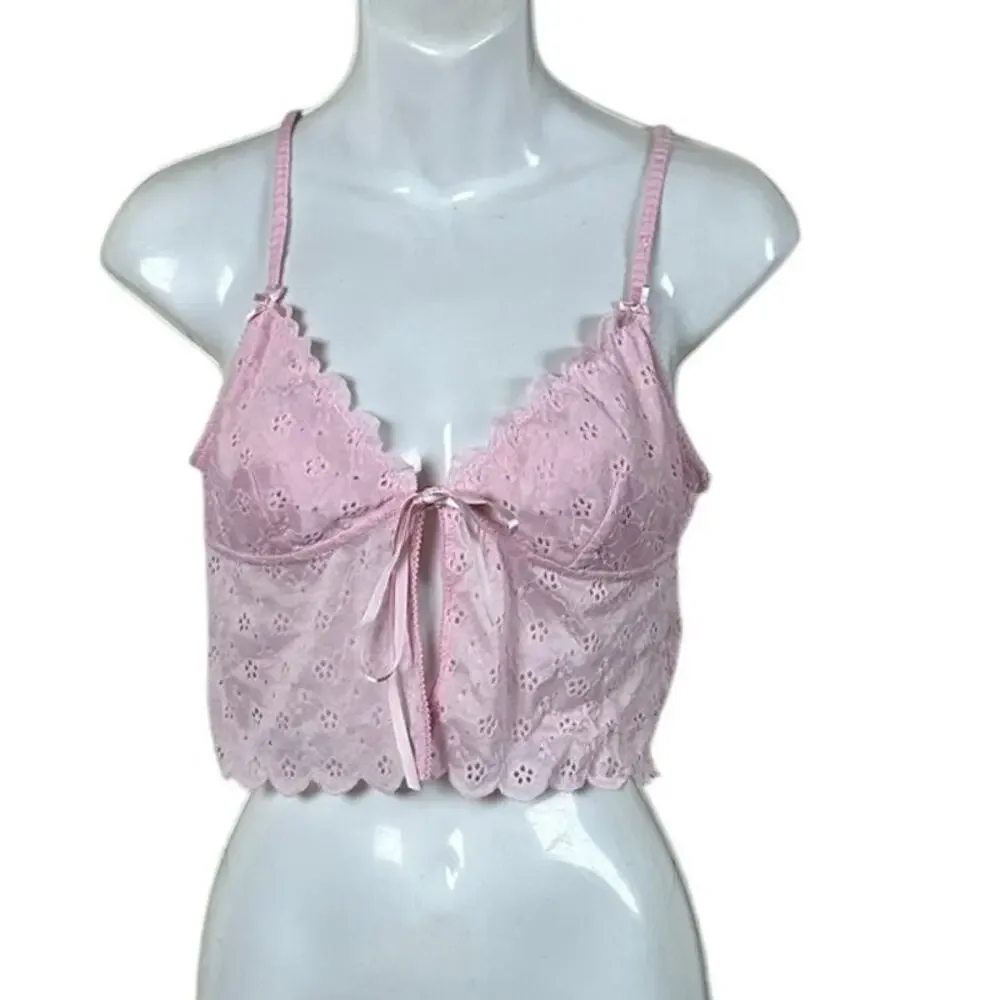 Cotton On Pink Lace Up Bralette Top size M - Picture 5 of 9